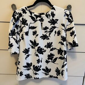 MELLODAY Black and White Floral Blouse